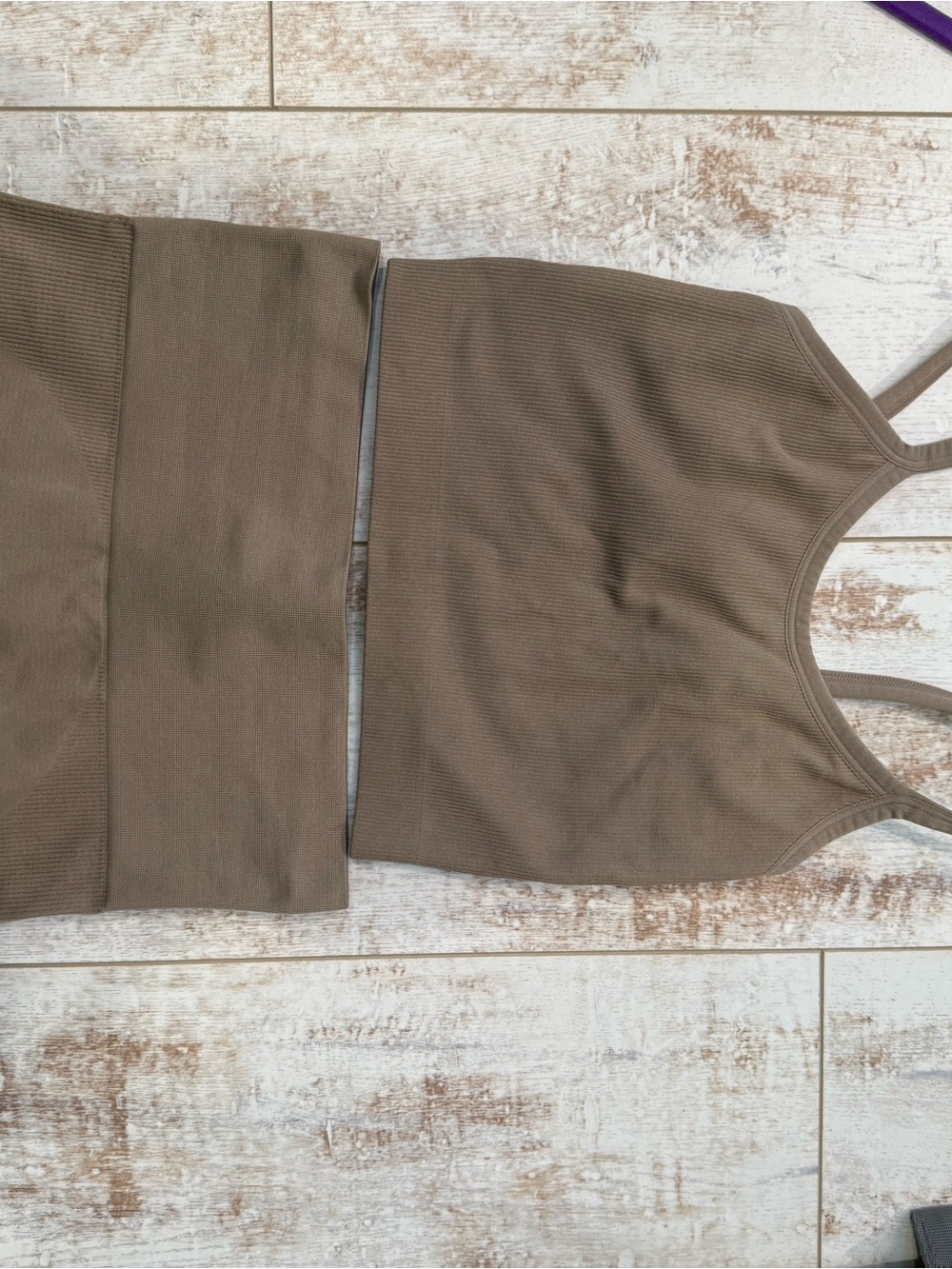 SET Active Ribbed Crop Top and leggings Set in Taupe